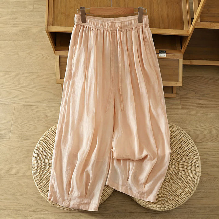 Buddha Stones Lässige Sommer-Caprihose im Boho-Stil mit Kordelzug, einfarbig, Damenhose mit weitem Bein und Taschen - Pfirsichpuff - US8-10, UK/AU12-14, EU40-42 (2XL) - image 34