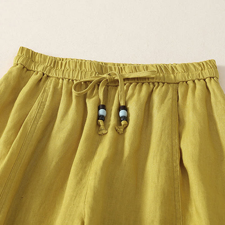 Buddha Stones Lässige, minimalistische Sommerhose mit Kordelzug, einfarbig, knöchellang, Damenhose mit weitem Bein und Taschen - image 9