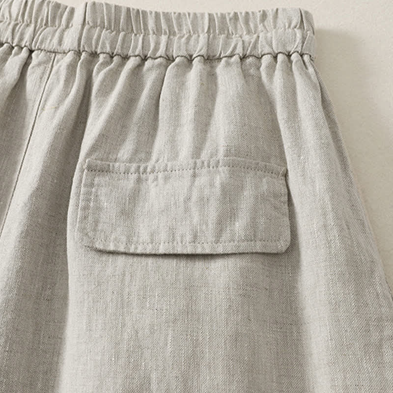 Buddha Stones Lässige, minimalistische Sommerhose mit Kordelzug, einfarbig, knöchellang, Damenhose mit weitem Bein und Taschen - image 19