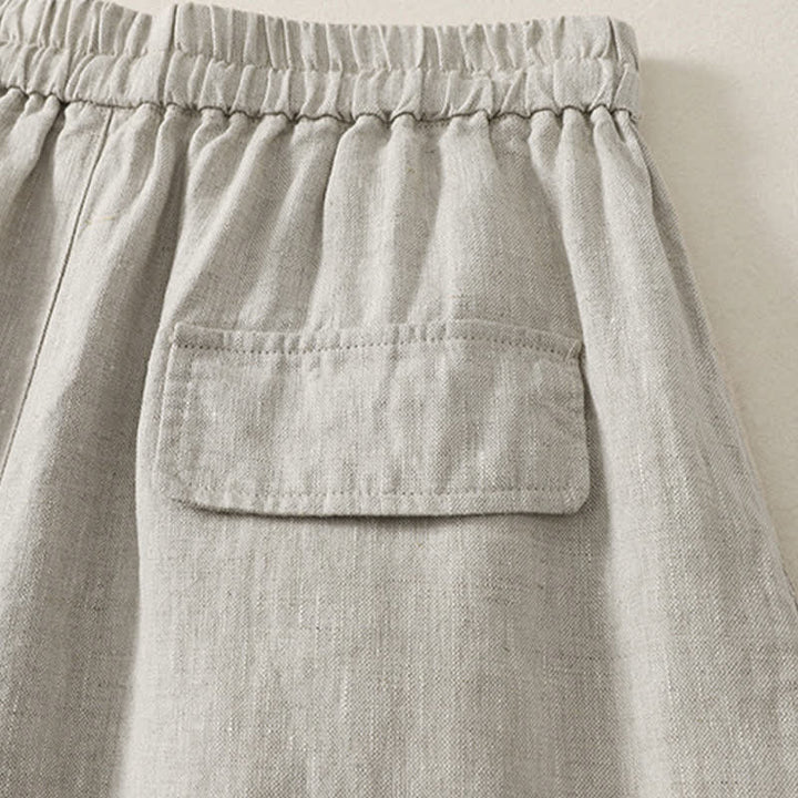 Buddha Stones Lässige, minimalistische Sommerhose mit Kordelzug, einfarbig, knöchellang, Damenhose mit weitem Bein und Taschen - image 19