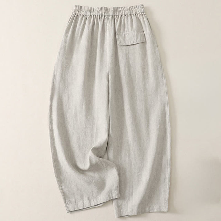 Buddha Stones Lässige, minimalistische Sommerhose mit Kordelzug, einfarbig, knöchellang, Damenhose mit weitem Bein und Taschen - image 13