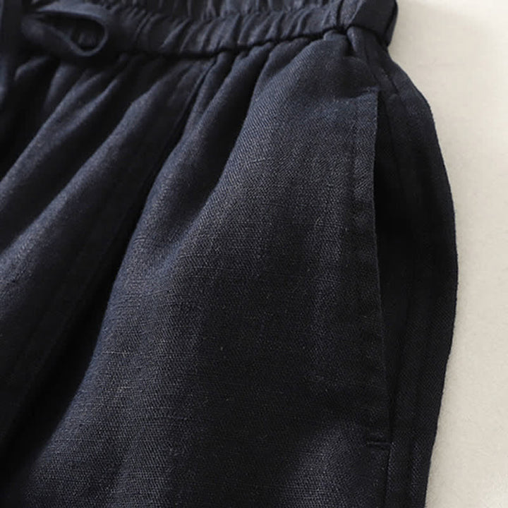 Buddha Stones Lässige, minimalistische Sommerhose mit Kordelzug, einfarbig, knöchellang, Damenhose mit weitem Bein und Taschen - image 6