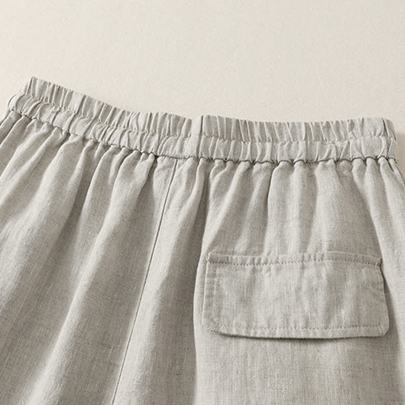Buddha Stones Lässige, minimalistische Sommerhose mit Kordelzug, einfarbig, knöchellang, Damenhose mit weitem Bein und Taschen - image 18