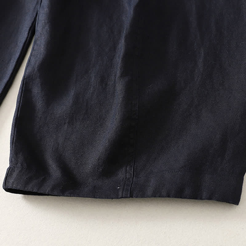 Buddha Stones Lässige, minimalistische Sommerhose mit Kordelzug, einfarbig, knöchellang, Damenhose mit weitem Bein und Taschen - image 7
