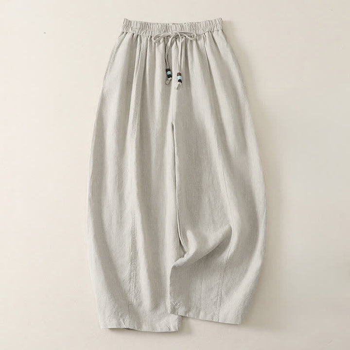 Buddha Stones Lässige, minimalistische Sommerhose mit Kordelzug, einfarbig, knöchellang, Damenhose mit weitem Bein und Taschen - Leinen - US8-10, UK/AU12-14, EU40-42 (2XL) - image 12