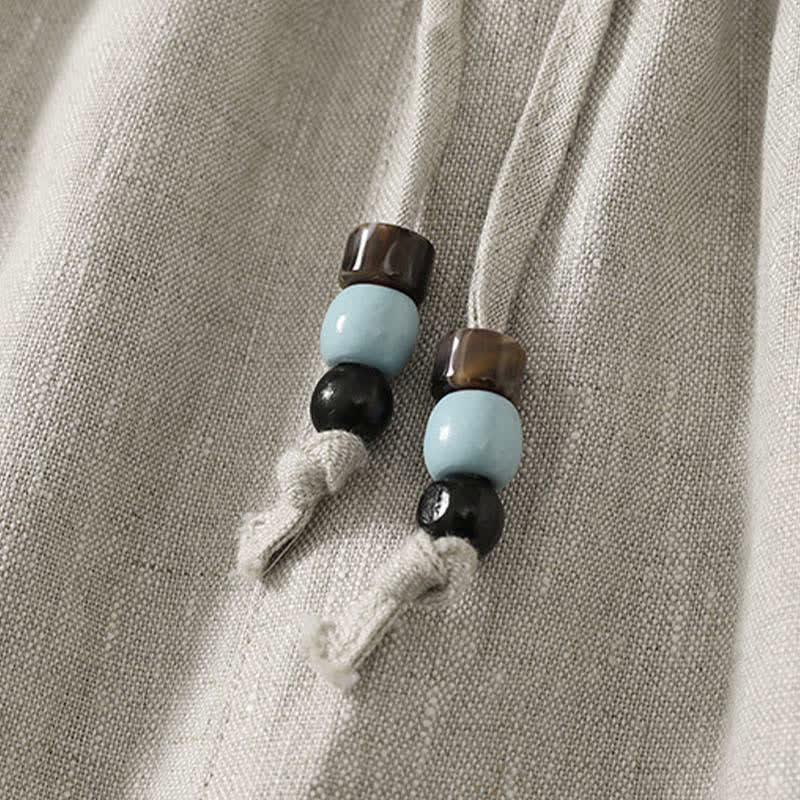 Buddha Stones Lässige, minimalistische Sommerhose mit Kordelzug, einfarbig, knöchellang, Damenhose mit weitem Bein und Taschen - image 15