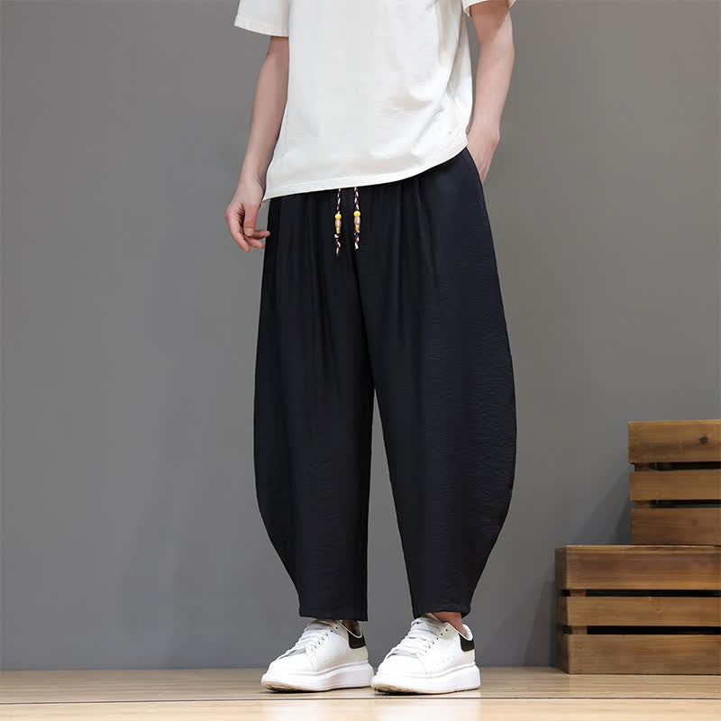 Buddha Stones Lässige, minimalistische Herren-Haremshose mit Kordelzug und Tasche - Schwarz - US/UK/AU46, EU56 (5XL) - image 8