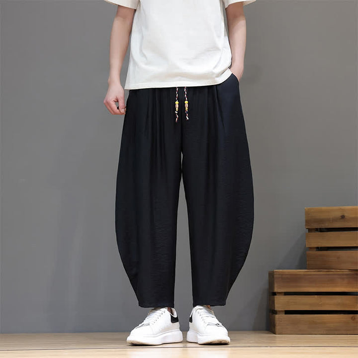 Buddha Stones Lässige, minimalistische Herren-Haremshose mit Kordelzug und Tasche - image 17