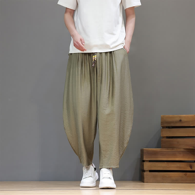 Buddha Stones Lässige, minimalistische Herren-Haremshose mit Kordelzug und Tasche - image 27