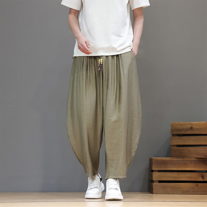 Buddha Stones Lässige, minimalistische Herren-Haremshose mit Kordelzug und Tasche - image 27