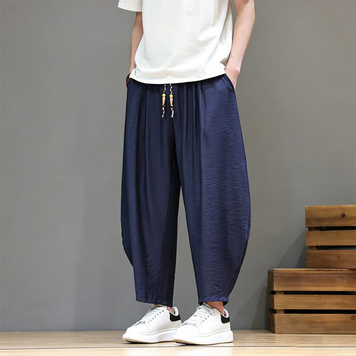 Buddha Stones Lässige, minimalistische Herren-Haremshose mit Kordelzug und Tasche - Marine - US/UK/AU46, EU56 (5XL) - image 0