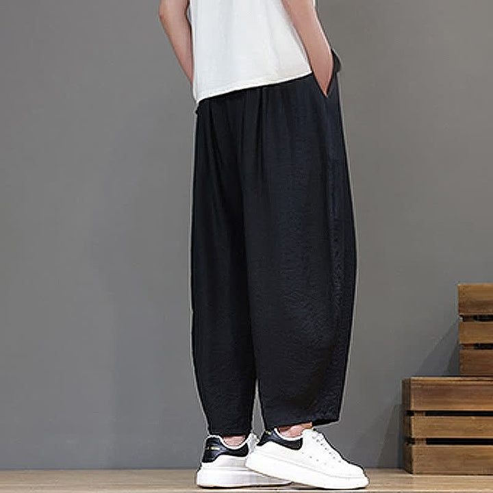 Buddha Stones Lässige, minimalistische Herren-Haremshose mit Kordelzug und Tasche - image 15