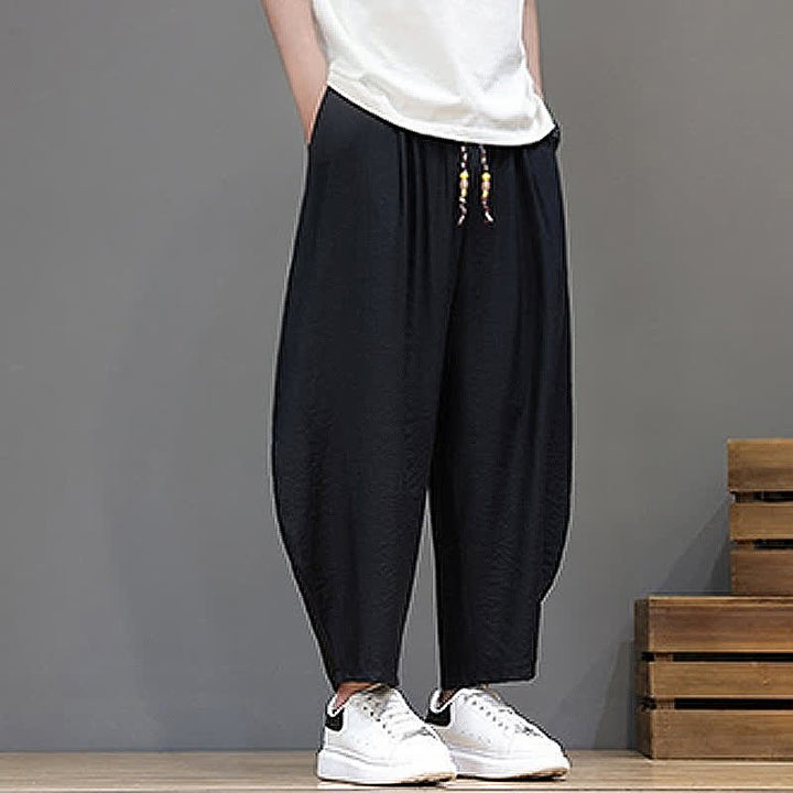 Buddha Stones Lässige, minimalistische Herren-Haremshose mit Kordelzug und Tasche - image 10