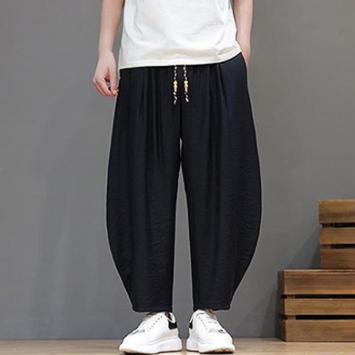 Buddha Stones Lässige, minimalistische Herren-Haremshose mit Kordelzug und Tasche - image 11