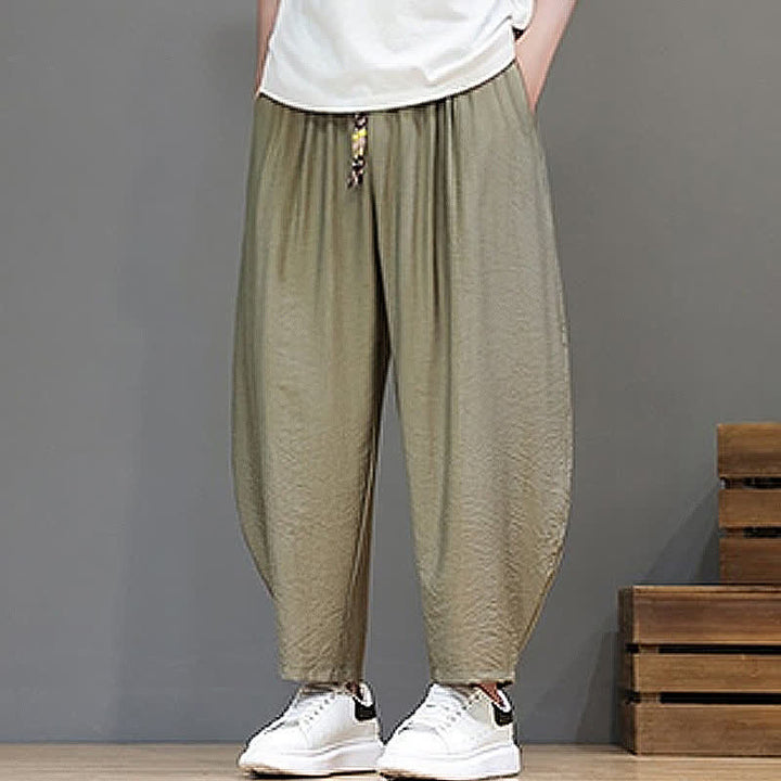 Buddha Stones Lässige, minimalistische Herren-Haremshose mit Kordelzug und Tasche - image 19