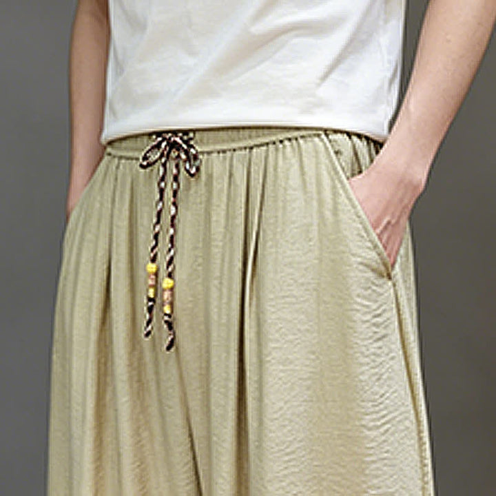 Buddha Stones Lässige, minimalistische Herren-Haremshose mit Kordelzug und Tasche - image 39