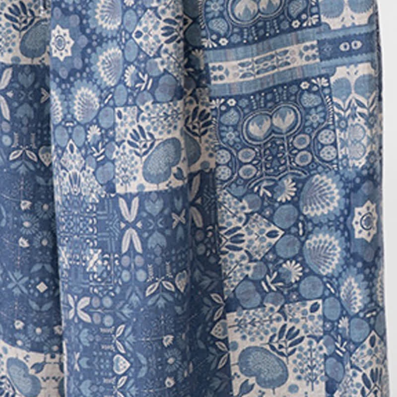 Buddha Stones Sommerliche Boho-Freizeit-Caprihose mit Kordelzug, Blumenmuster, Herrenhose mit weitem Bein und Tasche - image 9