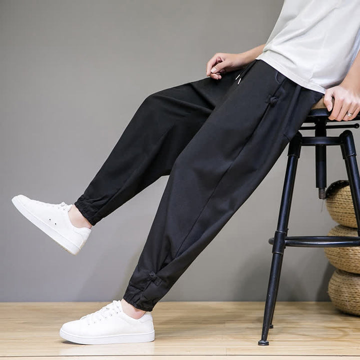 Buddha Stones Lässige, minimalistische Caprihose für Herren mit Kordelzug und Tasche - image 16