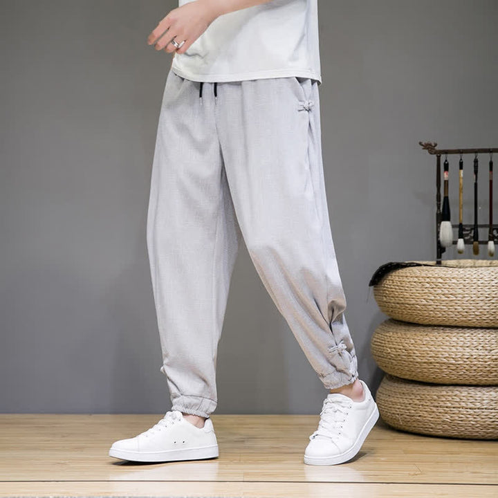 Buddha Stones Lässige, minimalistische Caprihose für Herren mit Kordelzug und Tasche - Gainsboro - US/UK/AU46, EU56 (5XL) - image 0