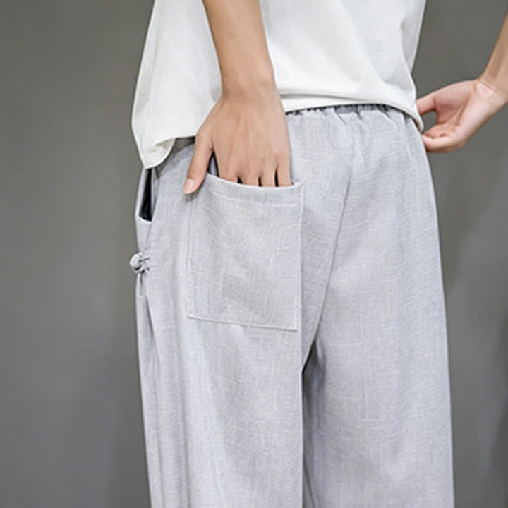 Buddha Stones Lässige, minimalistische Caprihose für Herren mit Kordelzug und Tasche - image 3