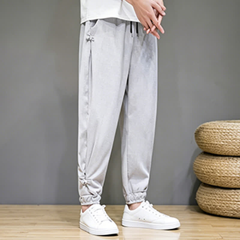 Buddha Stones Lässige, minimalistische Caprihose für Herren mit Kordelzug und Tasche - image 1