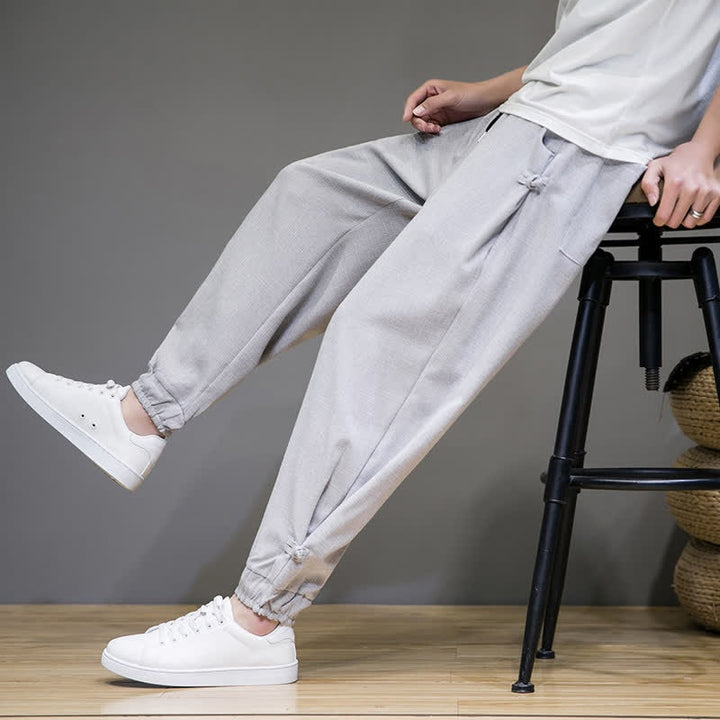 Buddha Stones Lässige, minimalistische Caprihose für Herren mit Kordelzug und Tasche - image 5