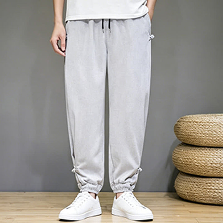 Buddha Stones Lässige, minimalistische Caprihose für Herren mit Kordelzug und Tasche - image 9
