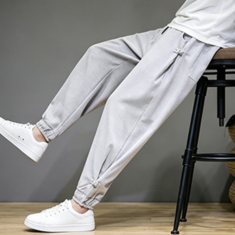 Buddha Stones Lässige, minimalistische Caprihose für Herren mit Kordelzug und Tasche - image 7