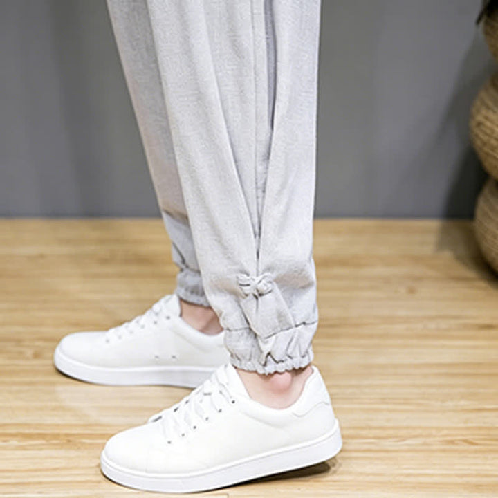 Buddha Stones Lässige, minimalistische Caprihose für Herren mit Kordelzug und Tasche - image 14