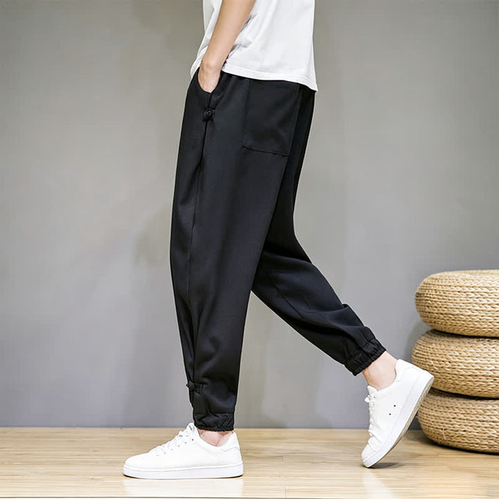 Buddha Stones Lässige, minimalistische Caprihose für Herren mit Kordelzug und Tasche - Schwarz - US/UK/AU46, EU56 (5XL) - image 15