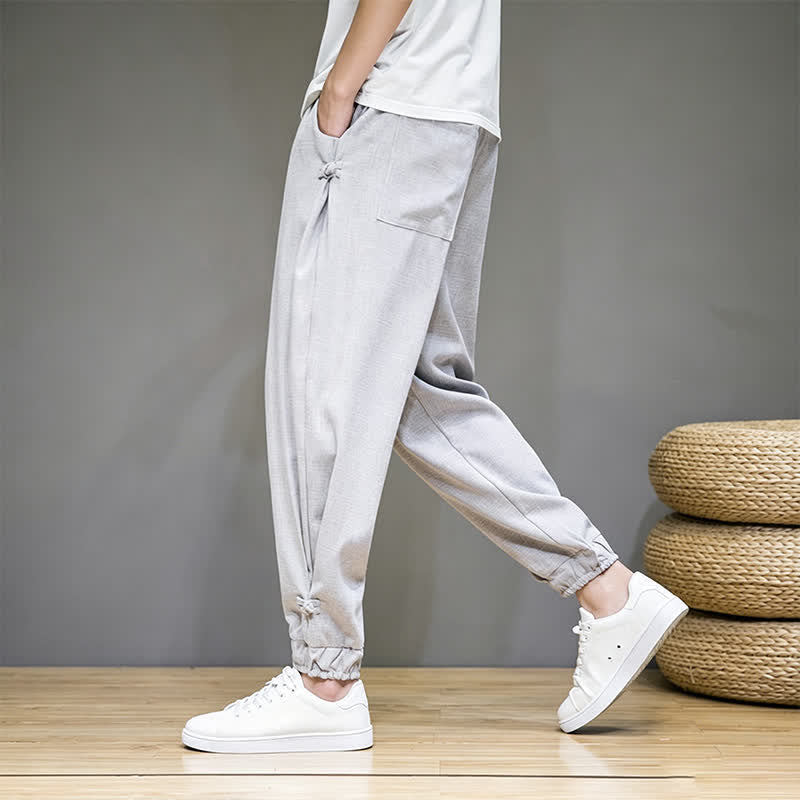 Buddha Stones Lässige, minimalistische Caprihose für Herren mit Kordelzug und Tasche - image 11