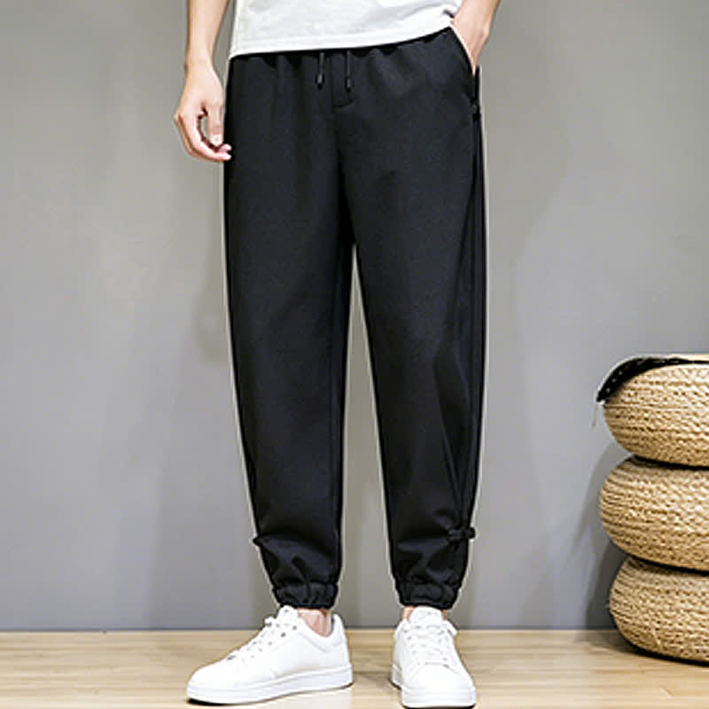 Buddha Stones Lässige, minimalistische Caprihose für Herren mit Kordelzug und Tasche - image 20