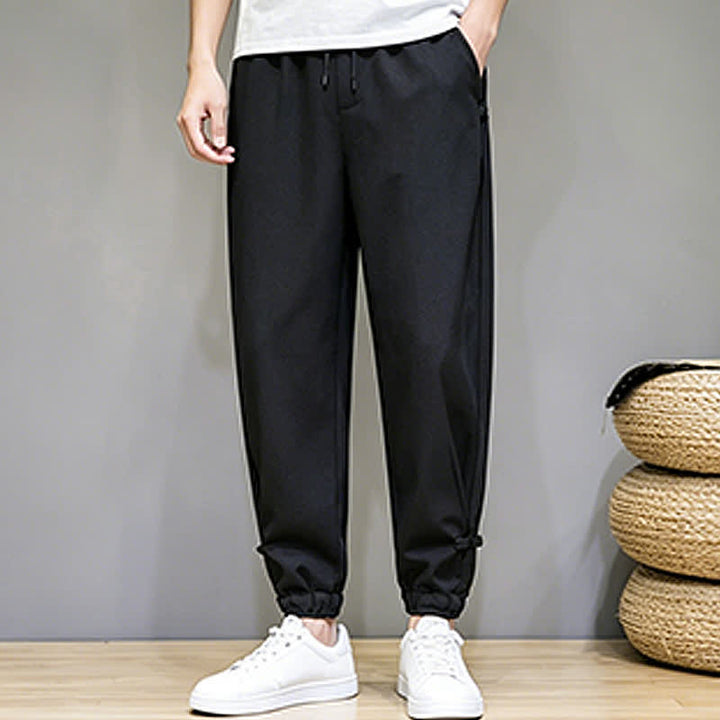 Buddha Stones Lässige, minimalistische Caprihose für Herren mit Kordelzug und Tasche - image 20