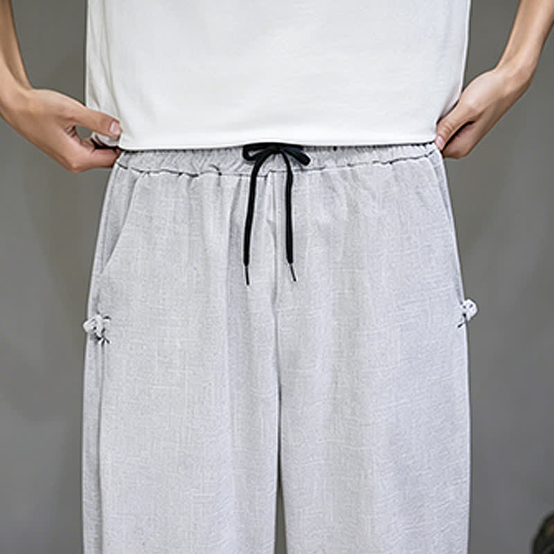 Buddha Stones Lässige, minimalistische Caprihose für Herren mit Kordelzug und Tasche - image 12