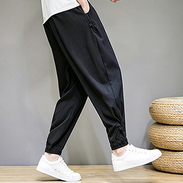 Buddha Stones Lässige, minimalistische Caprihose für Herren mit Kordelzug und Tasche - image 23