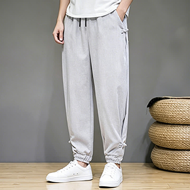 Buddha Stones Lässige, minimalistische Caprihose für Herren mit Kordelzug und Tasche - image 10