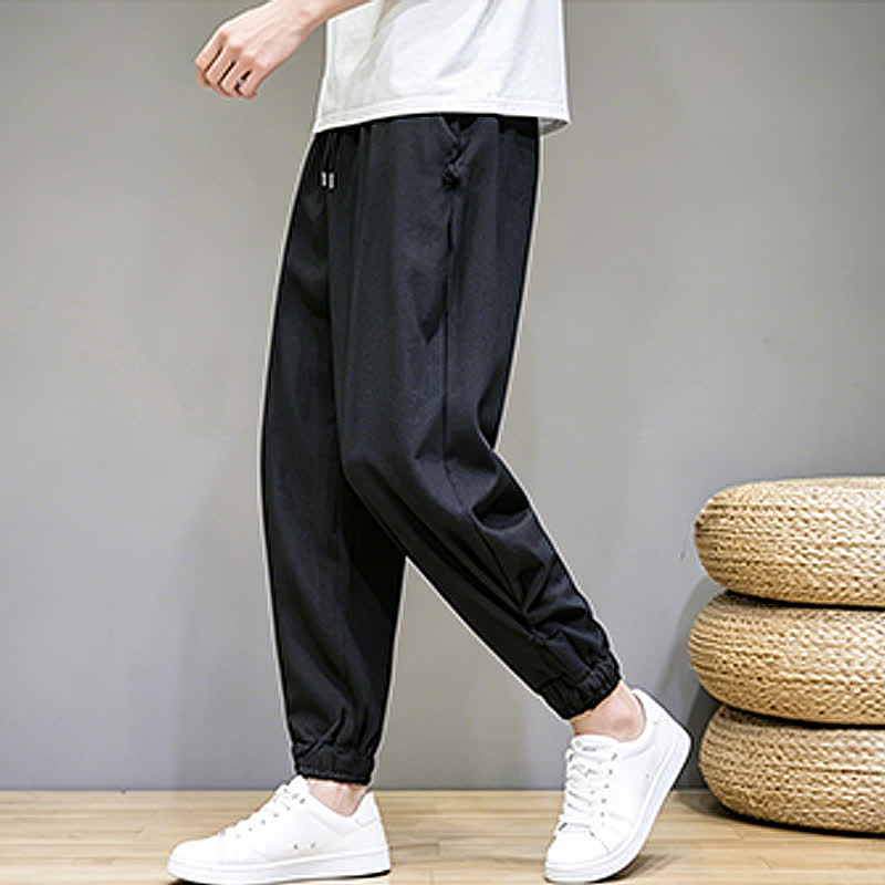 Buddha Stones Lässige, minimalistische Caprihose für Herren mit Kordelzug und Tasche - image 21