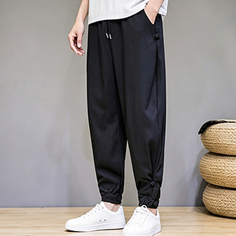 Buddha Stones Lässige, minimalistische Caprihose für Herren mit Kordelzug und Tasche - image 18