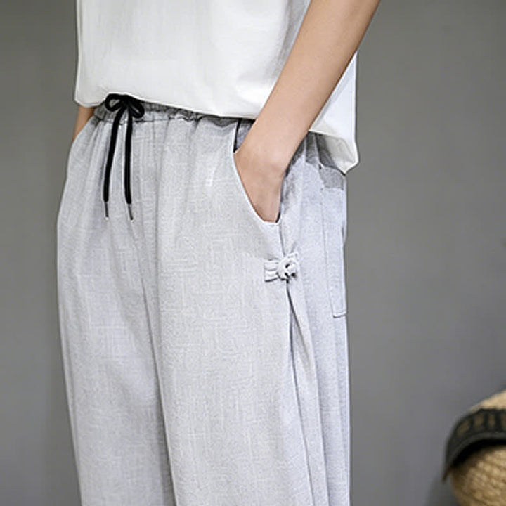 Buddha Stones Lässige, minimalistische Caprihose für Herren mit Kordelzug und Tasche - image 13