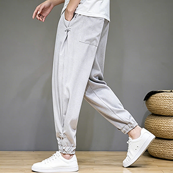 Buddha Stones Lässige, minimalistische Caprihose für Herren mit Kordelzug und Tasche - image 4