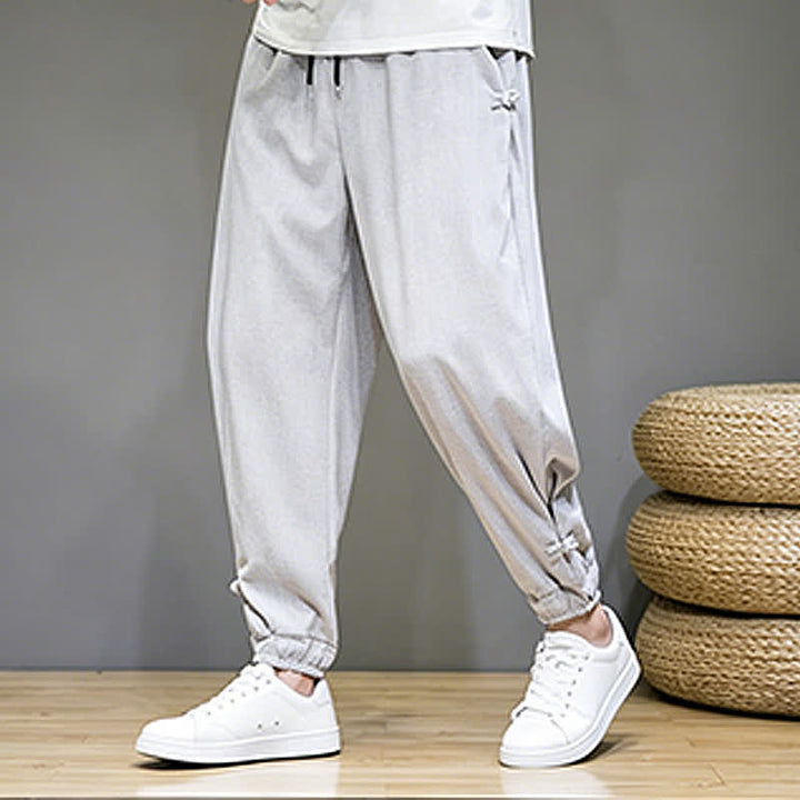 Buddha Stones Lässige, minimalistische Caprihose für Herren mit Kordelzug und Tasche - image 2