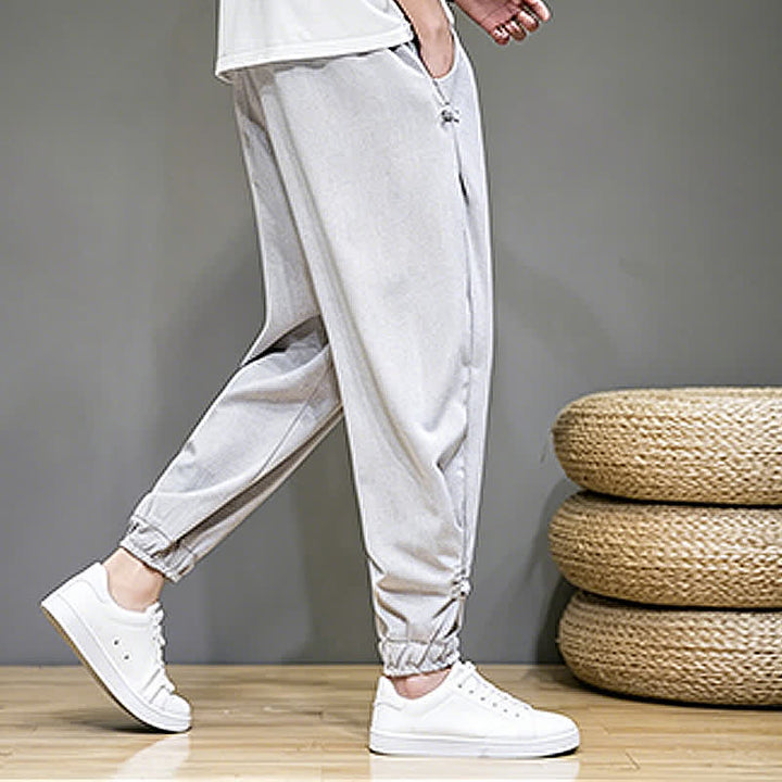 Buddha Stones Lässige, minimalistische Caprihose für Herren mit Kordelzug und Tasche - image 8