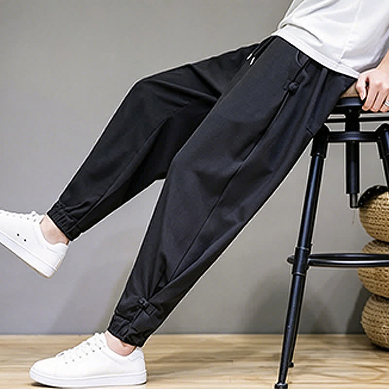 Buddha Stones Lässige, minimalistische Caprihose für Herren mit Kordelzug und Tasche - image 24