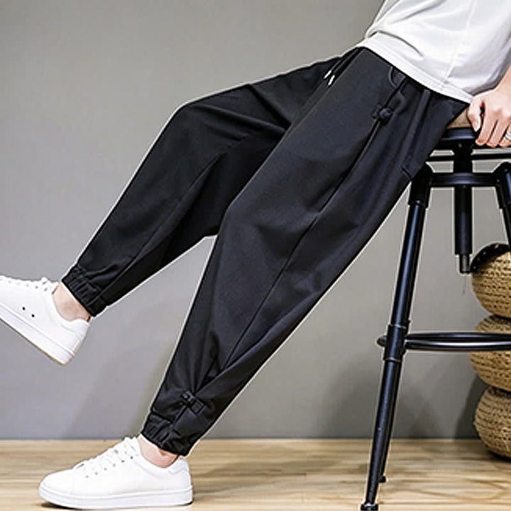 Buddha Stones Lässige, minimalistische Caprihose für Herren mit Kordelzug und Tasche - image 24