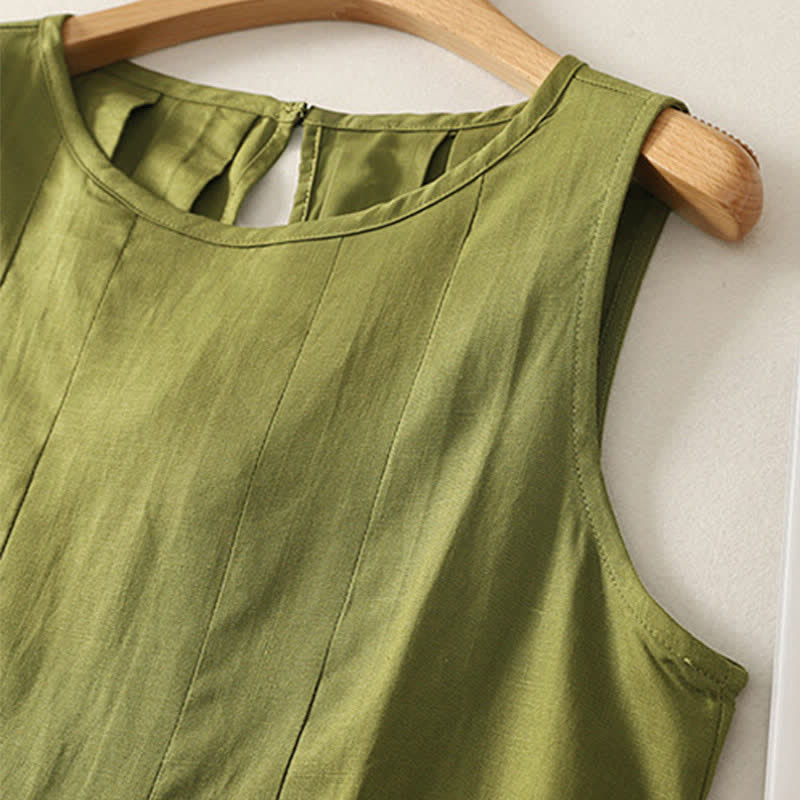 Buddha Stones Elegantes, plissiertes Tanktop mit vertikalen Nähten für Damen – ärmellos und sommerlich - image 2