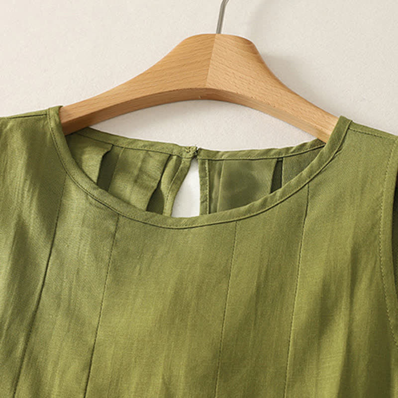 Buddha Stones Elegantes, plissiertes Tanktop mit vertikalen Nähten für Damen – ärmellos und sommerlich - image 1