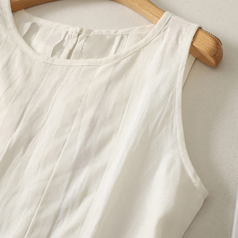 Buddha Stones Elegantes, plissiertes Tanktop mit vertikalen Nähten für Damen – ärmellos und sommerlich - image 7