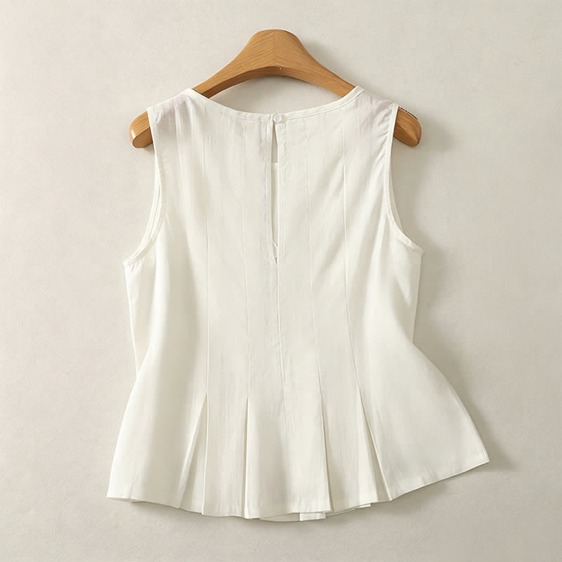 Buddha Stones Elegantes, plissiertes Tanktop mit vertikalen Nähten für Damen – ärmellos und sommerlich - image 5