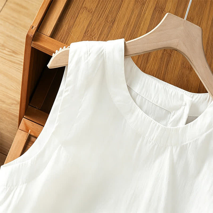 Buddha Stones Lässiges, minimalistisches Sommer-Tanktop mit asymmetrischem Rückenausschnitt, ärmellos, für Damen - image 13