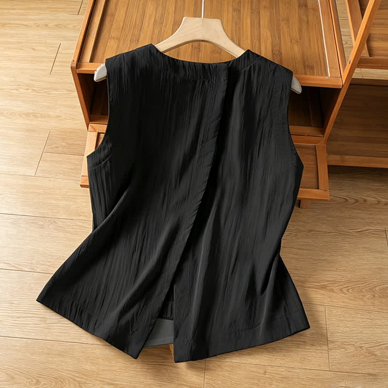 Buddha Stones Lässiges, minimalistisches Sommer-Tanktop mit asymmetrischem Rückenausschnitt, ärmellos, für Damen - image 8